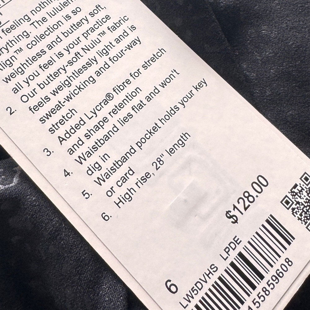 NWT Limited Lululemon 6 Align High-Rise Pant Leggings Leopard Daisy Emboss Black - Picture 6 of 6